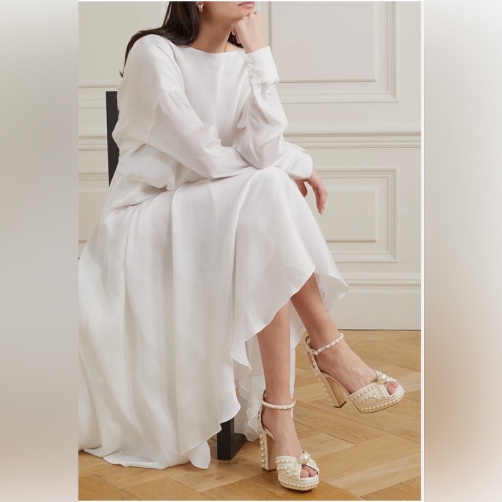 Jimmy Choo Pearl Embellished White Bridal Heels size 38 - Picture 11 of 16